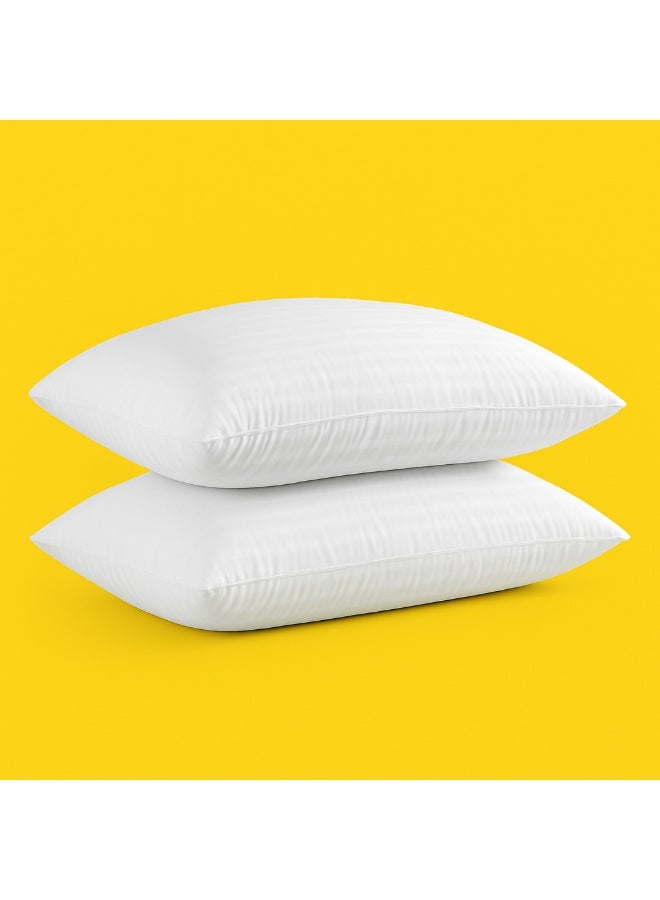 STORE 7 2-Piece Set of Hotel-Style Striped Pillows – Premium White Microfiber Fabric, 75×50 cm – Softness & Luxury for Ultimate Comfort - Image 3