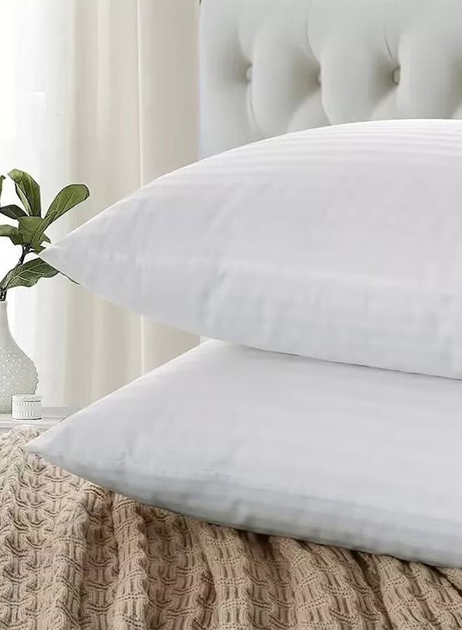 STORE 7 2-Piece Set of Hotel-Style Striped Pillows – Premium White Microfiber Fabric, 75×50 cm – Softness & Luxury for Ultimate Comfort - Image 4