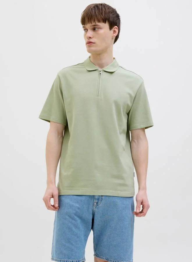 JJ Rebel JJ REBEL Regular Fit Half Zipped Polo T-Shirt