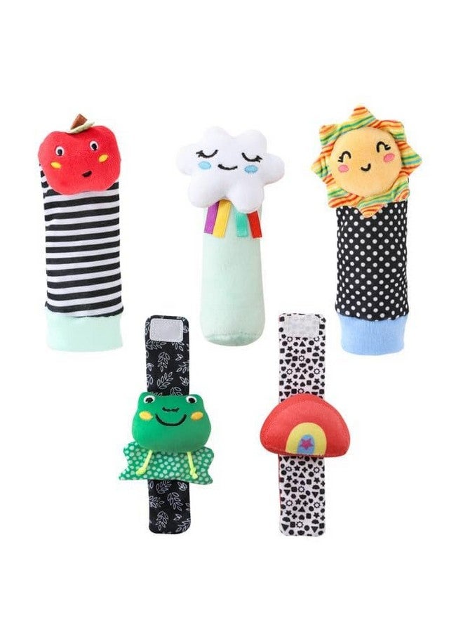The Peanut Shell The Peanutshell Sock Rattles Set of 5 - Girl Boy Rattle Socks, Baby Toys 0-6-12 Month, Animal Newborn High Contrast Baby, Infant, Newborn Toys 0-3 0-6 Months Old Babies - Montessori - Image 1