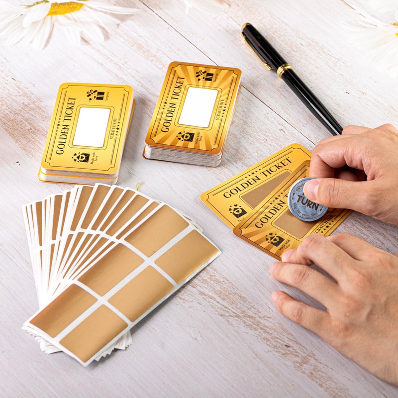 INKNOTE 120 PCS Golden Ticket Custom Scratch Off Cards 2 Styles DIY Coupon Cards Surprise Gift certificates for Birthday Concert Wedding Movie Small Business Vouchers Raffle Coupons 3.54 x 2inch - Image 4