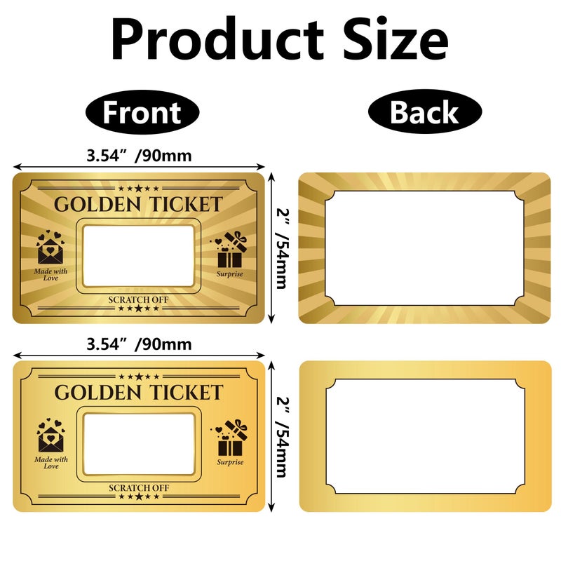 INKNOTE 120 PCS Golden Ticket Custom Scratch Off Cards 2 Styles DIY Coupon Cards Surprise Gift certificates for Birthday Concert Wedding Movie Small Business Vouchers Raffle Coupons 3.54 x 2inch - Image 5