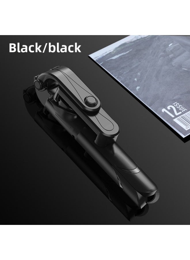 Generic - Tripod Integrated Selfie Stick Horizontal And Vertical Shooting Bluetooth Selfie Stick Tremolo Live Mobile Phone Bracket Spot-Color:XT09-Black + Tripod - Image 1