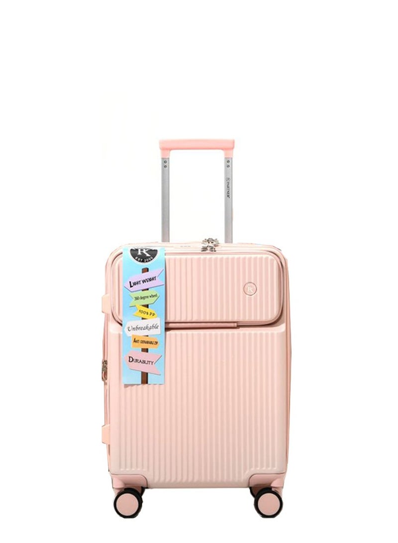 PK 3 PCS TROLLEY LUGGAGE FRONT OPEN POLY CARBON MATERIAL, LUGGAGE SUITCASE SET AND CABIN LUGGAGE BAG SET PINK COLOUR - Image 2
