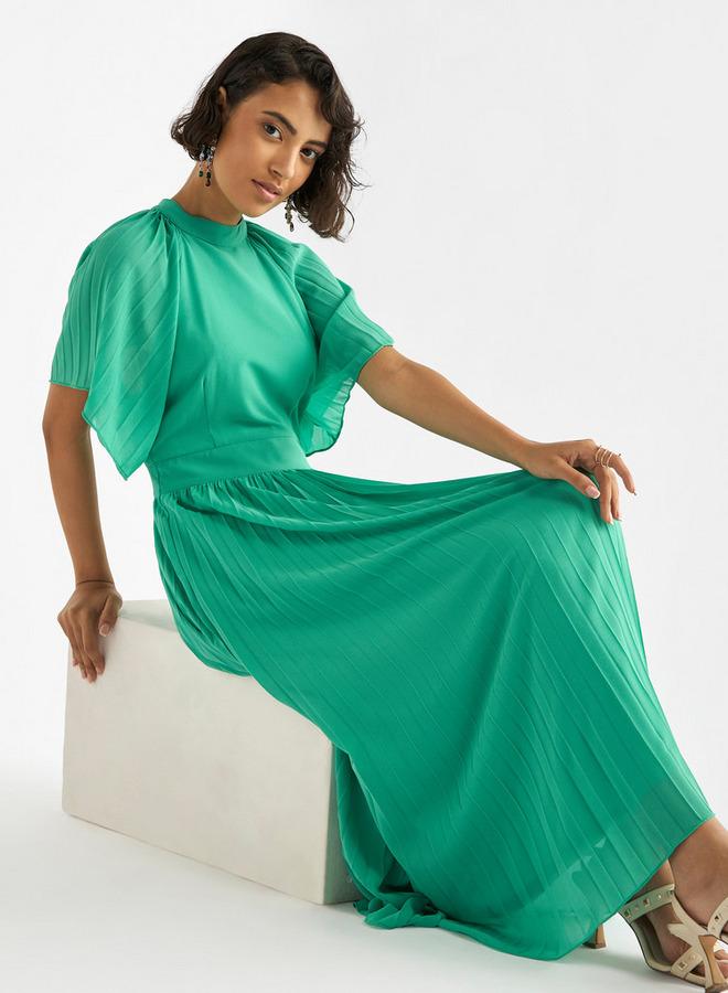 Splash FAV Pleated Flutter Sleeve Dress - Image 1