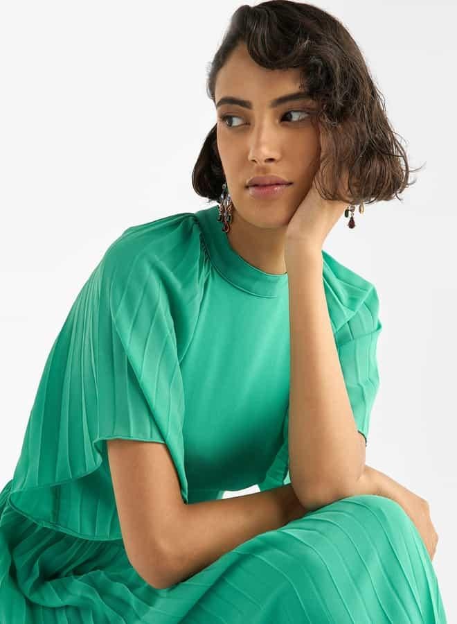 Splash FAV Pleated Flutter Sleeve Dress - Image 4