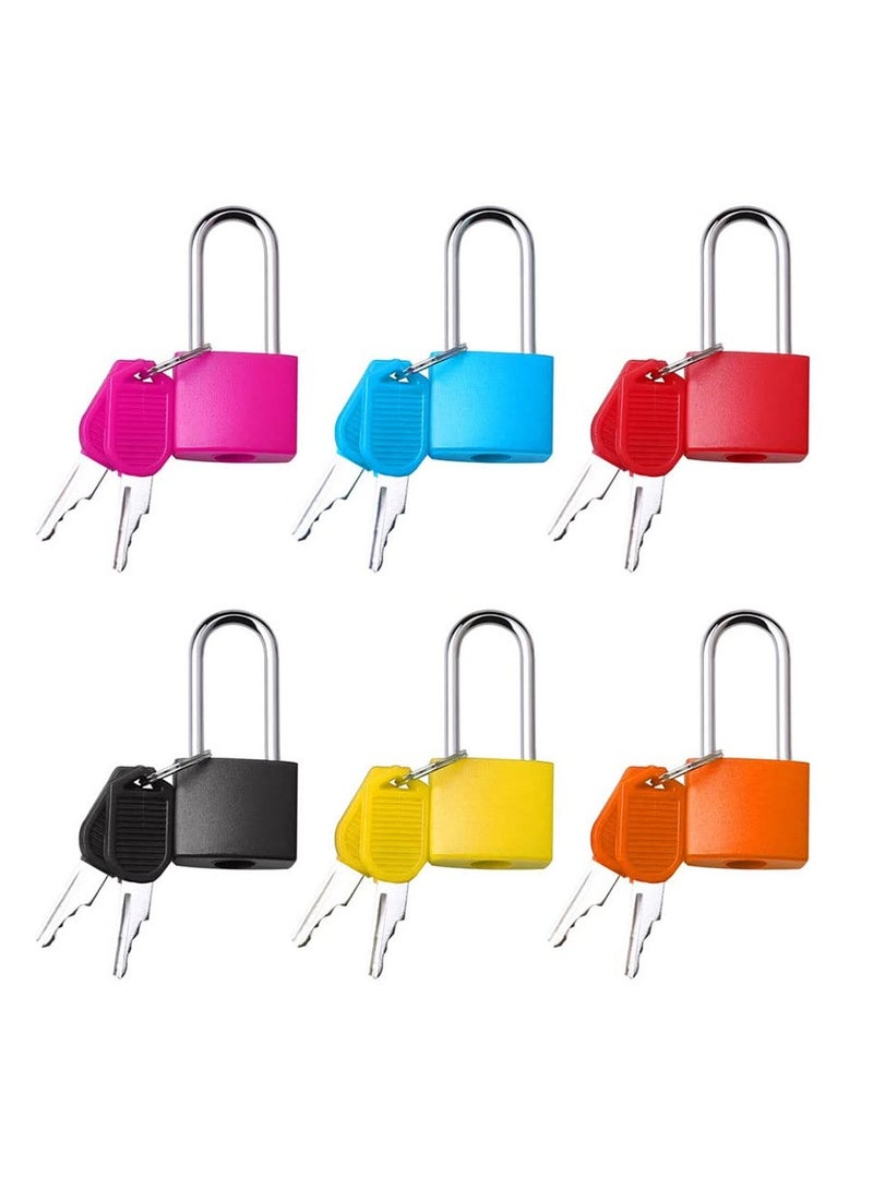 6Pcs Long Handle Suitcase Locks with Keys, Padlocks with Keys Small Padlocks Luggage Locks Coloured Metal Padlocks for Travel School Gym - Image 1