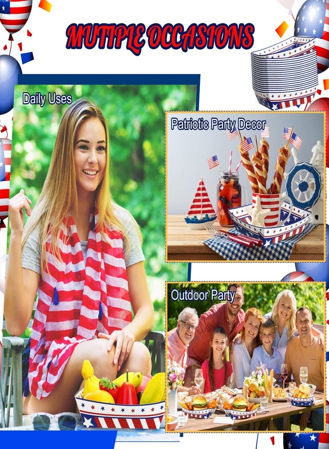 Sieral 36 Pcs American Flag Paper Food Tray, 250th Anniversary 4th of July Party Decorations, Red White Blue Hot Dog Trays Patriotic Food Serving Containers Boats for Summer Party Supplies - Image 4