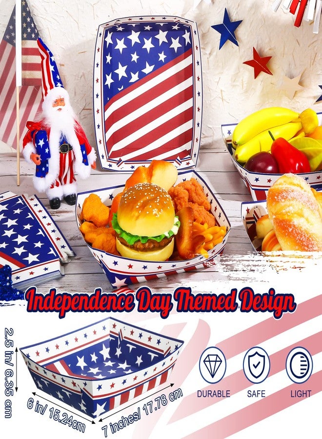 Sieral 36 Pcs American Flag Paper Food Tray, 250th Anniversary 4th of July Party Decorations, Red White Blue Hot Dog Trays Patriotic Food Serving Containers Boats for Summer Party Supplies - Image 2