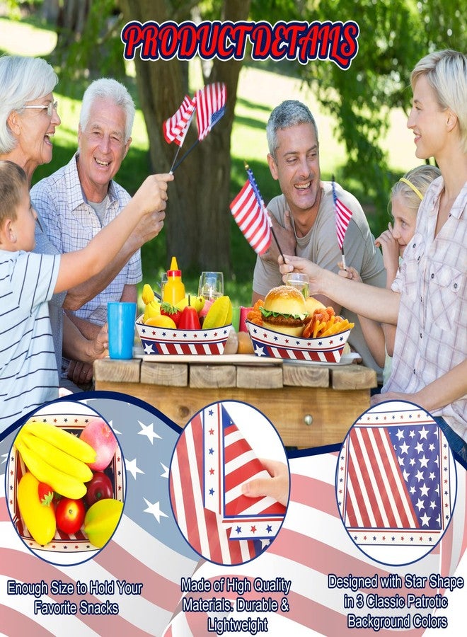 Sieral 36 Pcs American Flag Paper Food Tray, 250th Anniversary 4th of July Party Decorations, Red White Blue Hot Dog Trays Patriotic Food Serving Containers Boats for Summer Party Supplies - Image 3