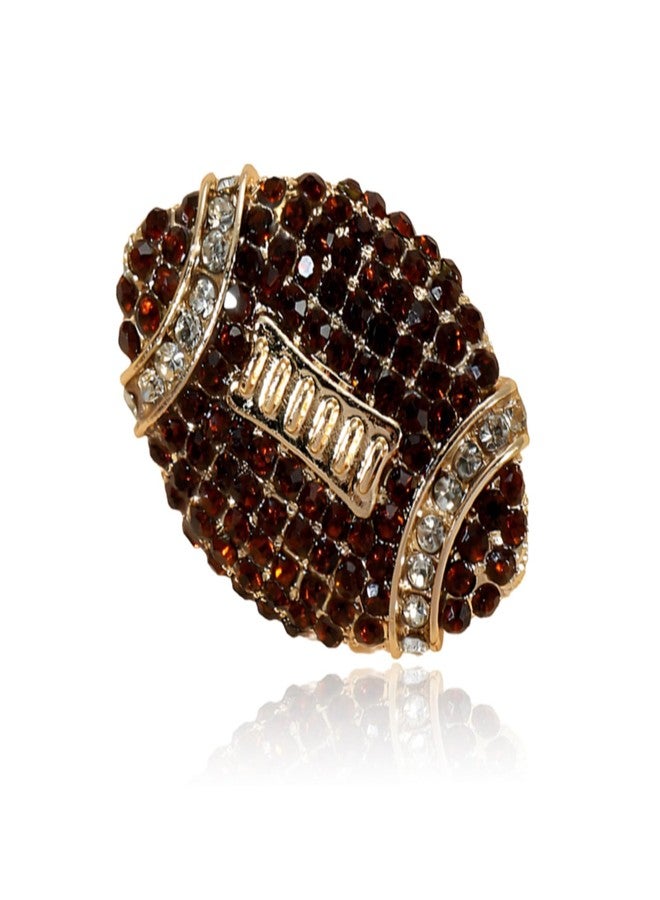 RLHRNDE Crystal Football Brooch for Women Men American Ball Rhinestone Pins Rugby Sports Team Collection Jewelry Gifts Suit Shirt Hat Bags Backpacks Accessory (American Football) - Image 1