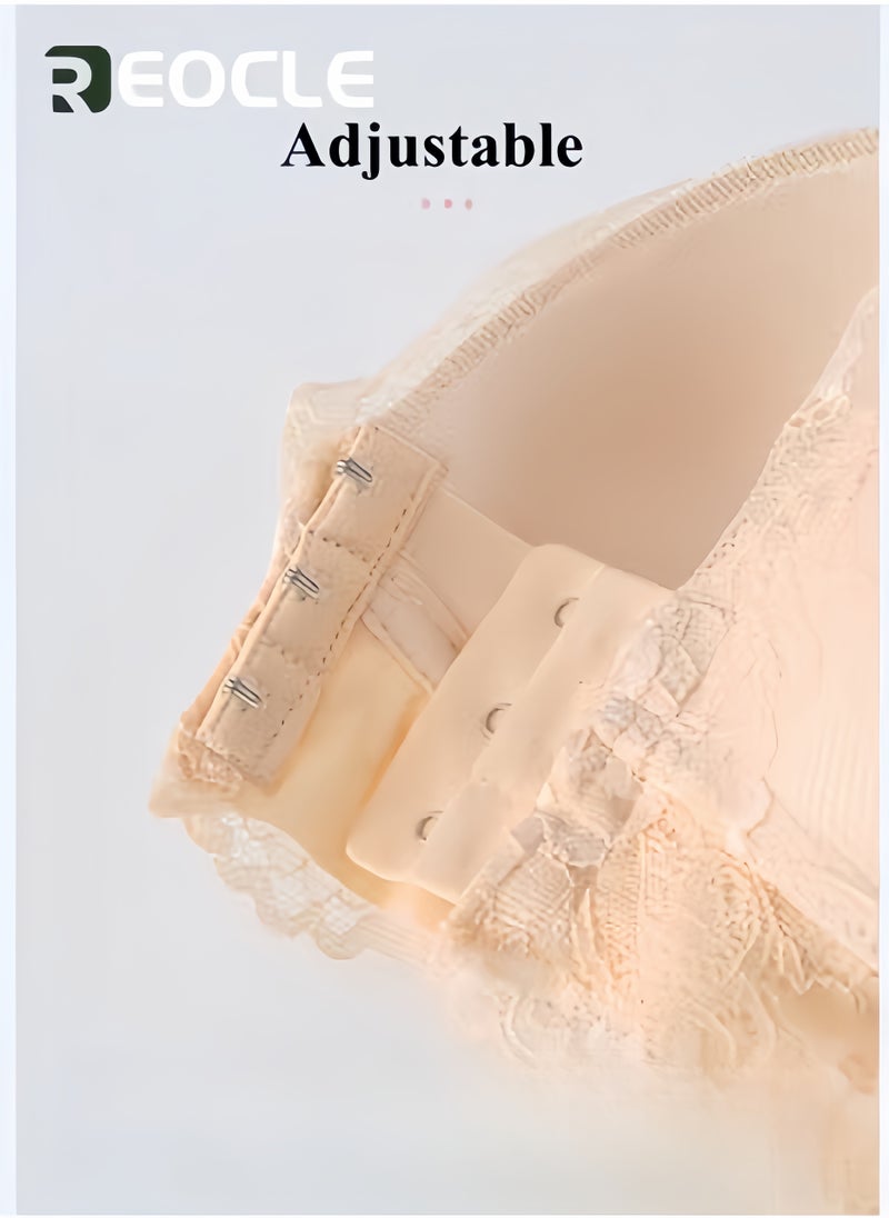 REOCLE Women's Front Closure Bra Full Coverage Lace Underwire Racerback Bra Comfort Plus Size Underwear Sleep Bra for Women - Image 3