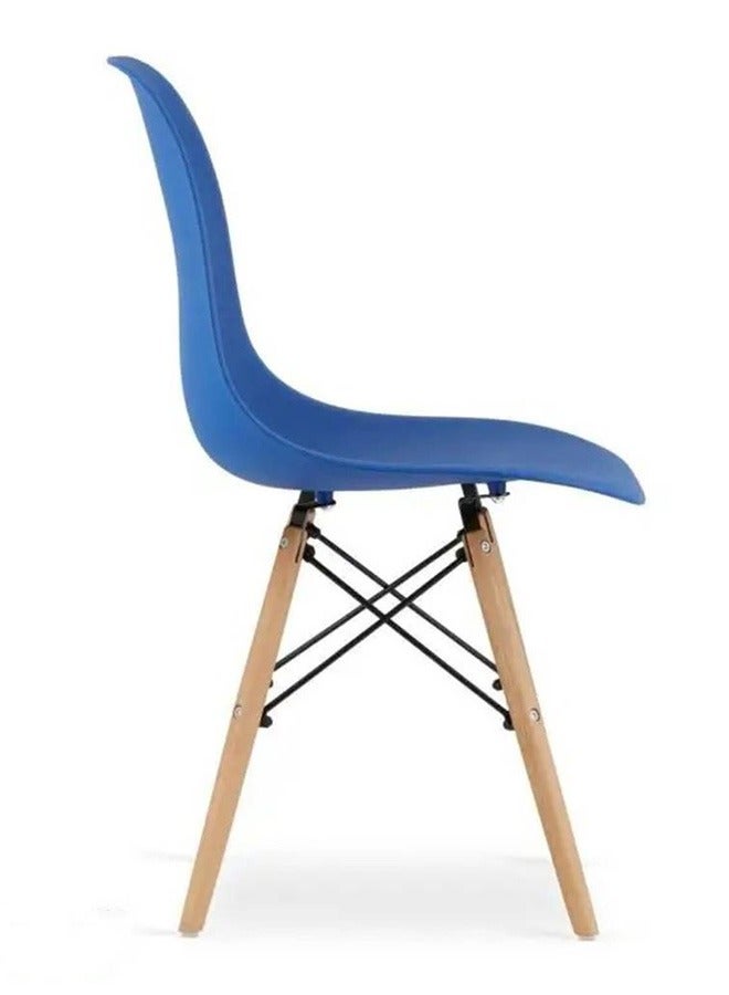 Taimi 2-Piece Office, Dining, Kitchen and Living Room Plastic Chair with Wooden Legs Blue 70x40x40cm  - Image 4