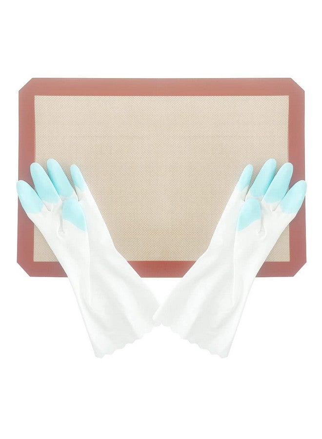 DUEBEL Non-Stick Silicone Baking Mat Set with PVC Gloves, Isomalt Tools, Pastry Isomalt Mat for Baker Confectioner- Mat 16.5”x 12” & Gloves 11.4”x 3.7” - Image 1