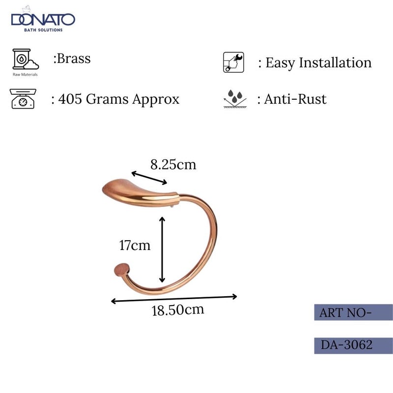 DONATO DONATO Droplet Rose Gold Towel Ring Holder Bathroom and Kitchen AntiRust Brass DA3062  - Image 3