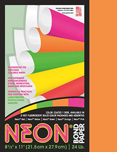 Pacon Neon Multi-Purpose 8.5-in. x 11-in., 100 Sheets, Orange (104318) - Image 2