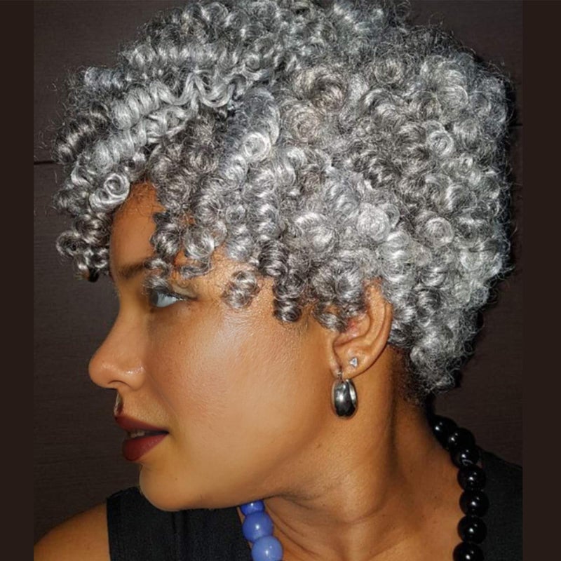 PHOCAS HairPhocas 5 Packs Synthetic Short Curly Crochet Hair 10 inch 20rootspack for Crochet Braids HairGray