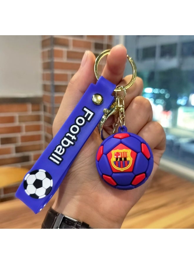Premium Football Blue - Bag Charm with Wrist Strap Keychain - Image 1