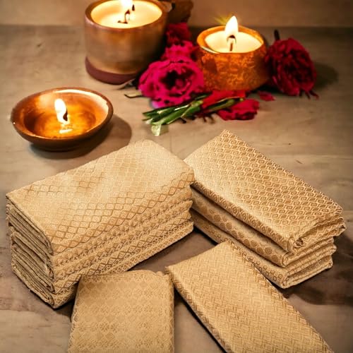 LoveNspire Unstitched Golden Blouse Pieces for Women Saree, Pooja, Housewarming & Indian Return Gifts 10Pcs - Image 1