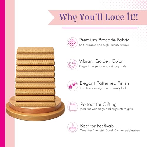LoveNspire Unstitched Golden Blouse Pieces for Women Saree, Pooja, Housewarming & Indian Return Gifts 10Pcs - Image 3