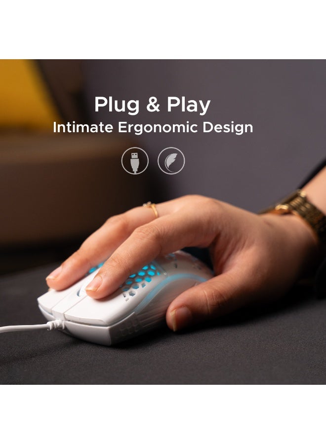 أريزون فأرة الألعاب البصرية السلكية أريزون WM-08 RGB - تصميم مريح بأربعة أزرار مع إضاءة متعددة الألوان وضبط دقيق لـ DPI - Image 4