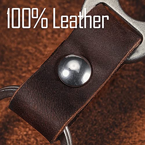 KeyUnity KM02SW Titanium Belt Clip Carabiner Leather Keychain Holder with Removable Stainless Steel Key Ring (Sandblasted) - Image 4