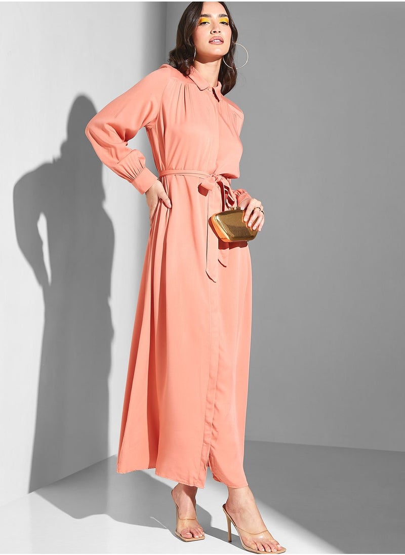 Refka by modanisa - Plisse Puff Sleeve Dress - Image 1