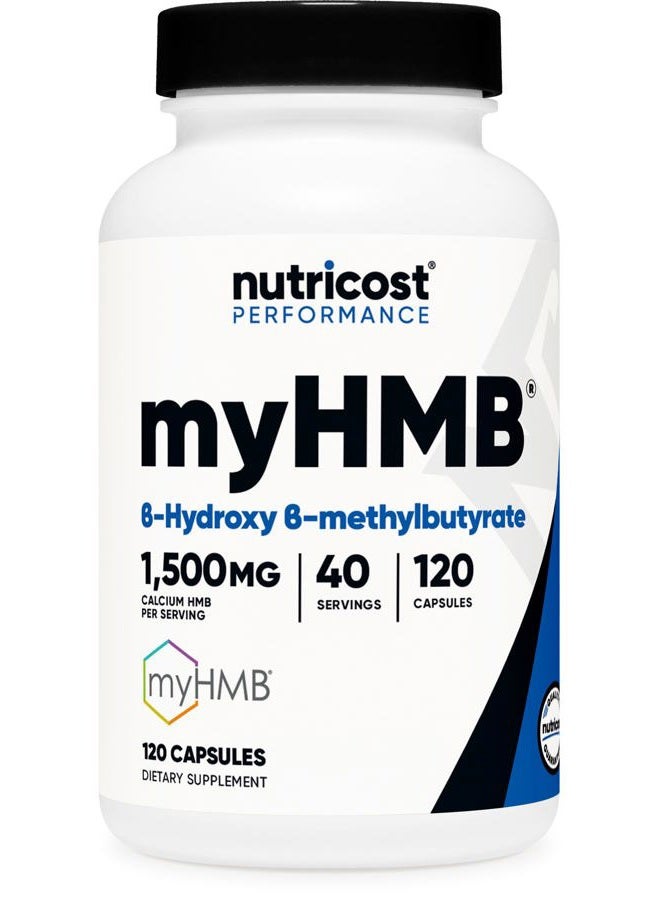 Nutricost myHMB Capsules 1,500MG Calcium HMB Per Serving, 120 Capsules, 40 Servings - Performance Line, Calcium B-hydroxy B-Methylbutyrate Monohydrate - Image 1