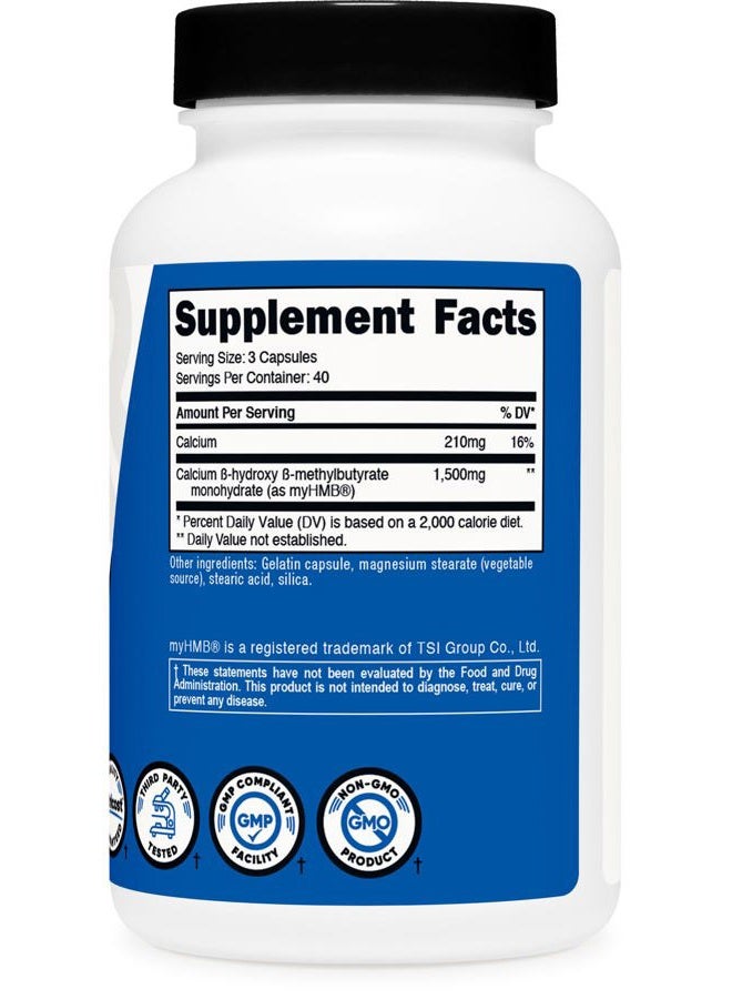 Nutricost myHMB Capsules 1,500MG Calcium HMB Per Serving, 120 Capsules, 40 Servings - Performance Line, Calcium B-hydroxy B-Methylbutyrate Monohydrate - Image 5