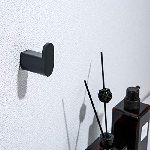 RANDOM Towel Hooks for Bathroom Wall Mounted Hand Towel Holder Matte Black Coat Hooks Heavy Duty Wall Hook for Kitchen Stainless Steel Robe Hook 2 Pack - Image 5