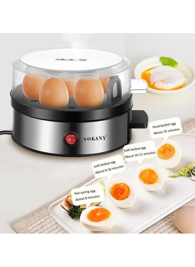 سوكاني غلاية بيض كهربائية محمولة من سوكاني، مصنوعة من الفولاذ المقاوم للصدأ، بقوة ٣٦٠ واط - SK-07066 (فضي، ٧ بيضات) - Image 1