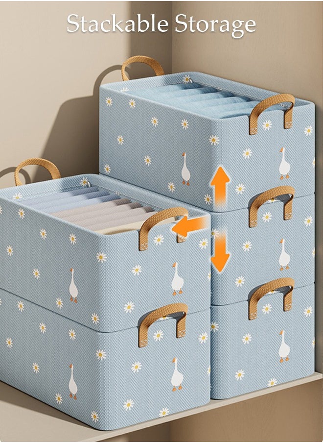 DUNISO 3 Pieces Fabric Closet Storage Organizer Set Foldable Clothes Boxes Large Capacity Wardrobe Stackable Closet Drawer with Handle for Leggings Stockings Socks Underwear  - Image 3