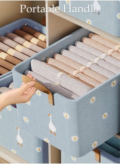 DUNISO 3 Pieces Fabric Closet Storage Organizer Set Foldable Clothes Boxes Large Capacity Wardrobe Stackable Closet Drawer with Handle for Leggings Stockings Socks Underwear  - Image 5