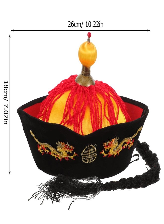PACKOVE Chinese Royal Hat Chinese Emperor Hat Oriental Ancient Hanfu With Braids Ponytail For Party Cosplay Stage Performance - Image 2