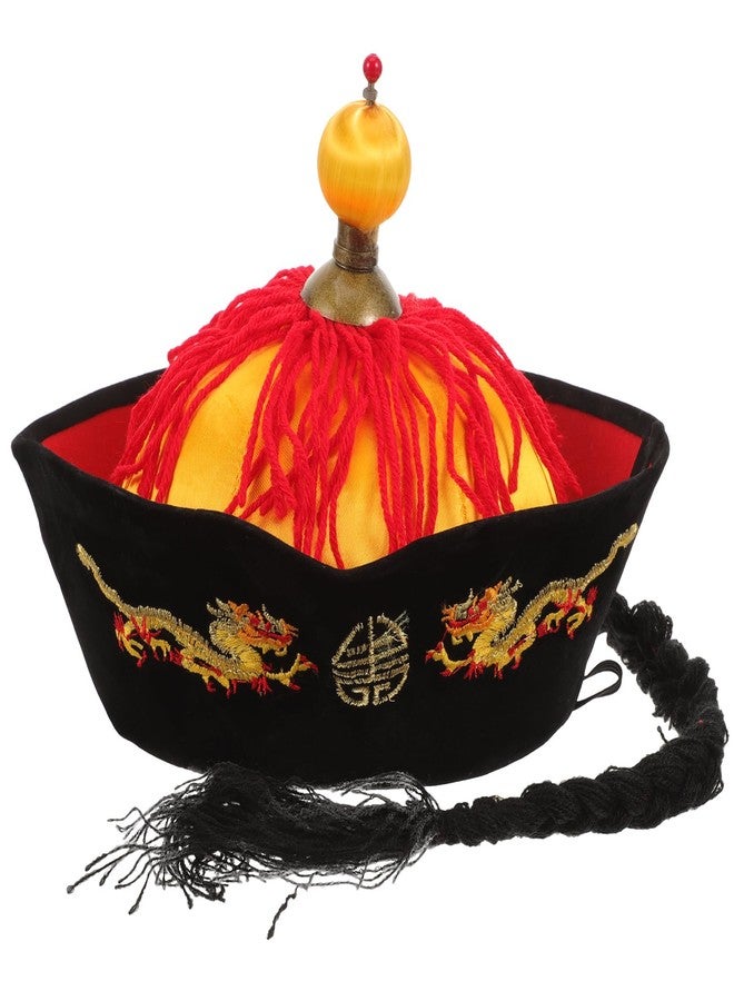 PACKOVE Chinese Royal Hat Chinese Emperor Hat Oriental Ancient Hanfu With Braids Ponytail For Party Cosplay Stage Performance - Image 1