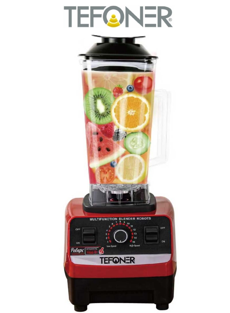 TEFONER Powerful 7500W electric blender. mixer grinder with large jug mix even glass. blender machine has multiple speed settings for powerful blending. 2 liter juicer machine capacity and comes with two blending jugs, making it suitable for all uses. mixture machine for fruits, vegetables, smoothies, and much more. - Image 1