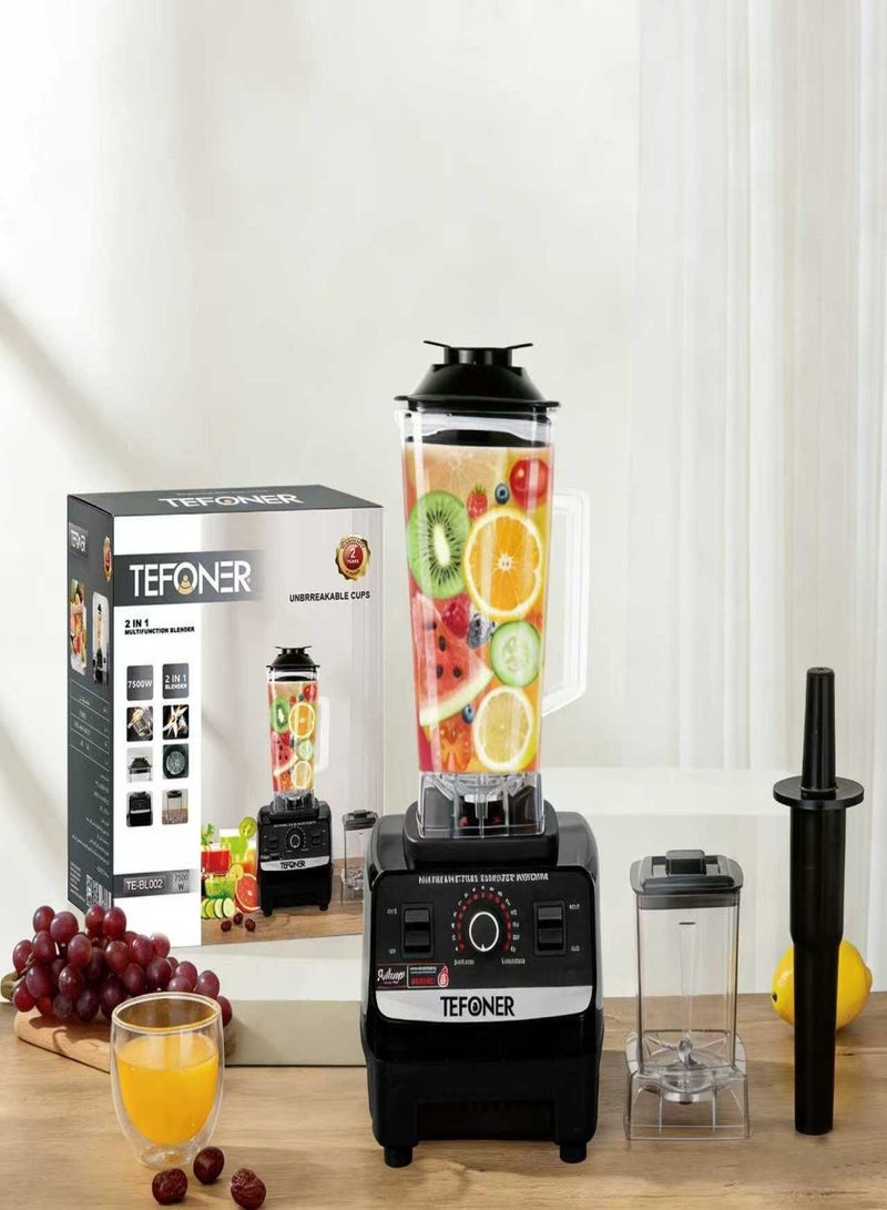 TEFONER Powerful 7500W electric blender. mixer grinder with large jug mix even glass. blender machine has multiple speed settings for powerful blending. 2 liter juicer machine capacity and comes with two blending jugs, making it suitable for all uses. mixture machine for fruits, vegetables, smoothies, and much more. - Image 2