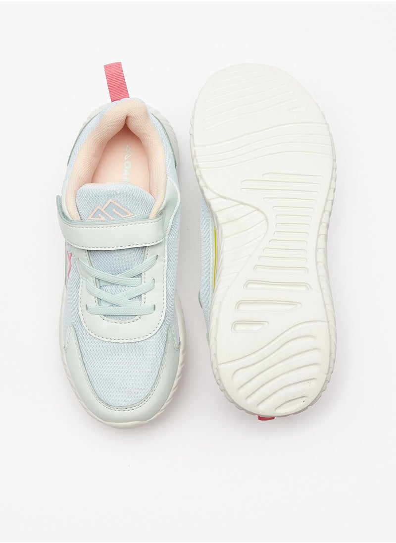 Oaklan by Shoexpress - Girls Logo Print Sports Shoes with Hook and Loop Closure - Image 1