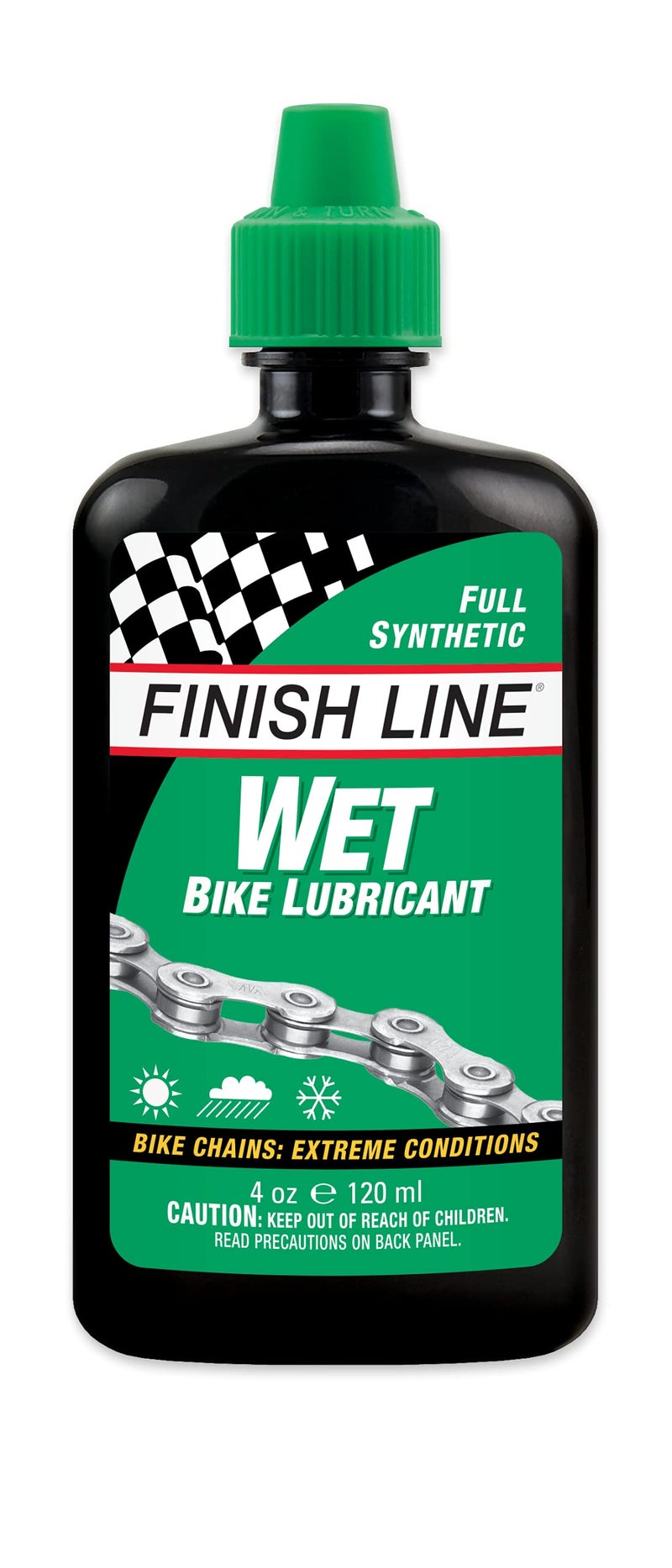 زيت تشحيم سلسلة الدراجة Finish Line WET 4 أونصة زجاجة ضغط قطرة