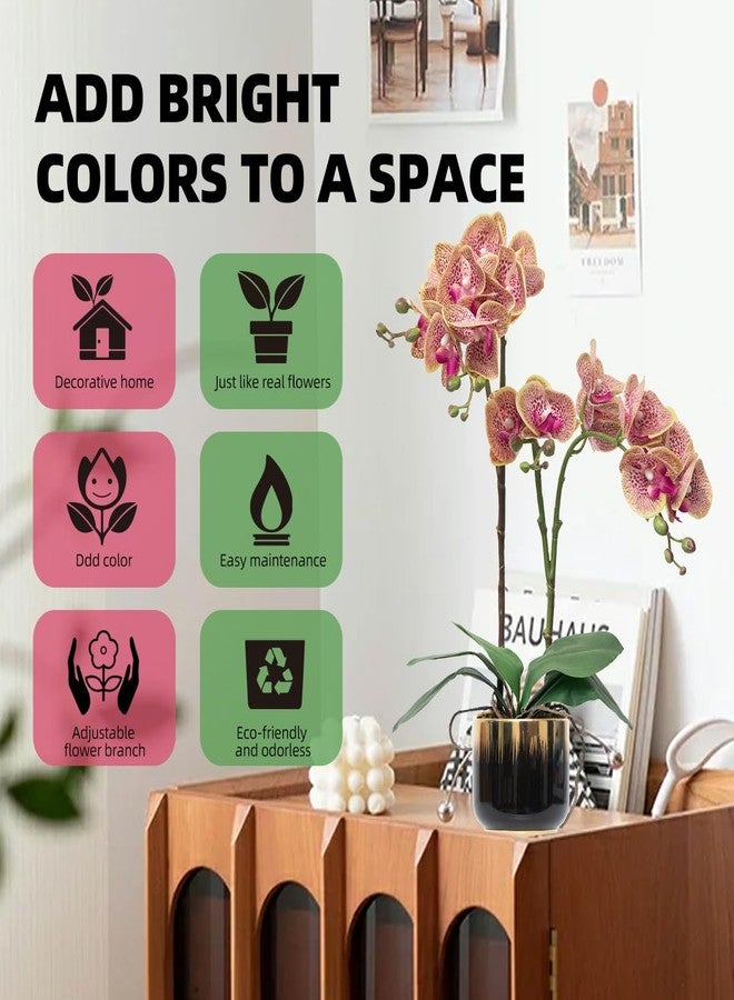 CXGS Orchids Artificial Flowers Real Touch Fake Flowers in Ceramic Pot 20" Purple Dapple Faux Orchid Plant Lifelike Silk Phalaenopsis for Centerpiece Hotel Home Indoor Decor - Image 4