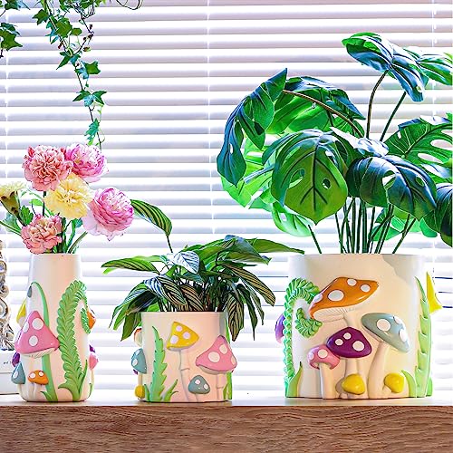 GUGUGO Pastel Mushrooms Vase for Flower, 8-Inch-Tall Rainbow Funky Mushroom Decor, Eclectic Vases for Flowers, Unique Colorful Decorative Vase, Cute Room Decor Aesthetic - Image 5