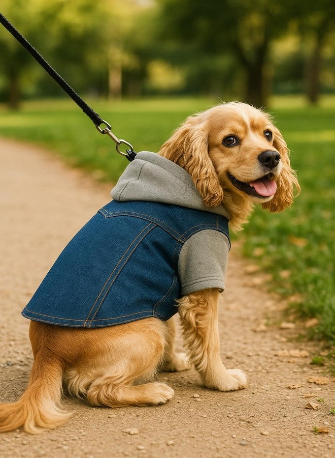 PawCloud Dog Denim Jacket with Hoodie | All-Season Soft, Stylish Dog Hoodie Jacket for Small, Medium & Large Breeds | X - Large (XL) - 20 inch - Image 2