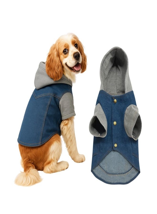 PawCloud Dog Denim Jacket with Hoodie | All-Season Soft, Stylish Dog Hoodie Jacket for Small, Medium & Large Breeds | X - Large (XL) - 20 inch - Image 1