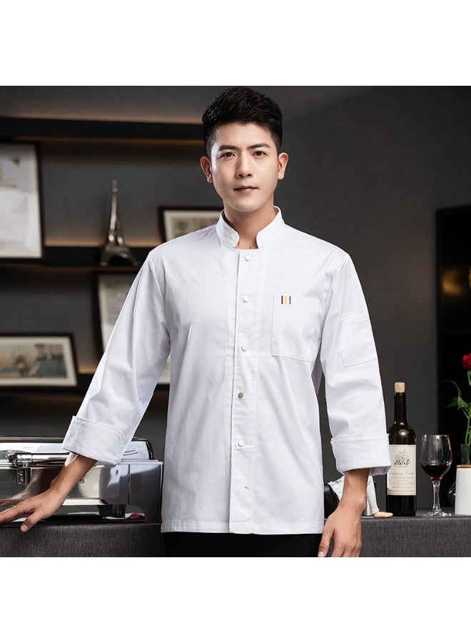 NIBEMINENT Chef Uniform Stand Collar Pocket Washable Chef Uniform Western Bakery Chef Clothes Hotel Canteen Shirt Kitchen Shirt - Image 1
