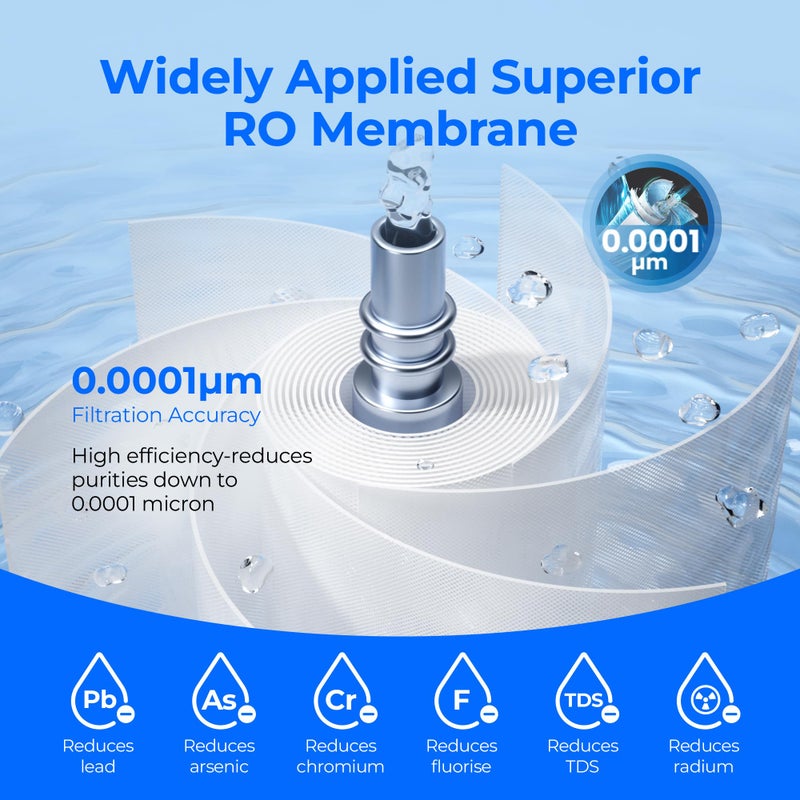 Waterdrop G3-N2RO Filter, Replacement for Waterdrop G3-W 400 GPD Reverse Osmosis System, Reduce PFAS, 2-year Lifetime - Image 3