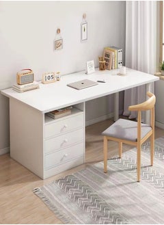 fashionhome Modern Design Computer Desk Simple Rectangular Writing Study Table with Storage Drawers Workstation Table for Bedroom Home Office 120x48x73 cm  - Image 1