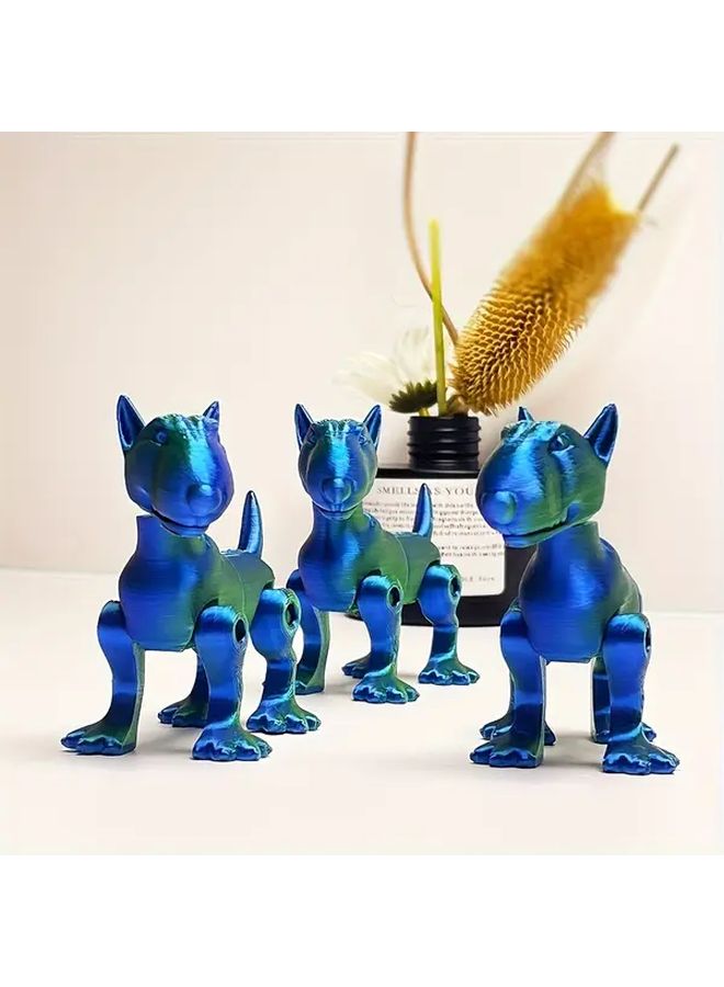 Blue Bull Terrier Figurine With Iridescent Finish Durable Plastic Indoor Outdoor Decor Unique Gift - Image 1