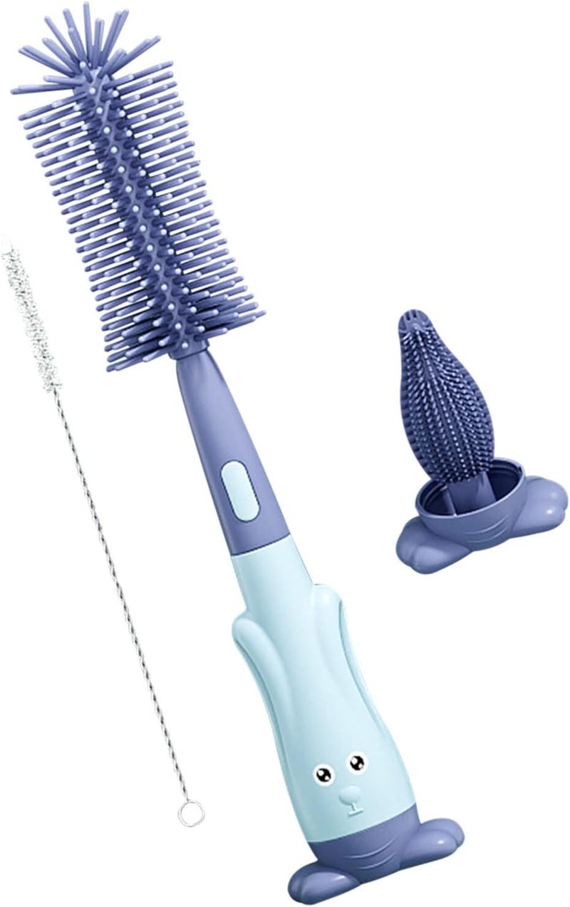 comfrt 3-in-1 Baby Bottle Brush Silicone Rotary Bottle Washing Brush Straw Brush Pacifier Brush Set Water Cup Cleaning Brush - Image 1