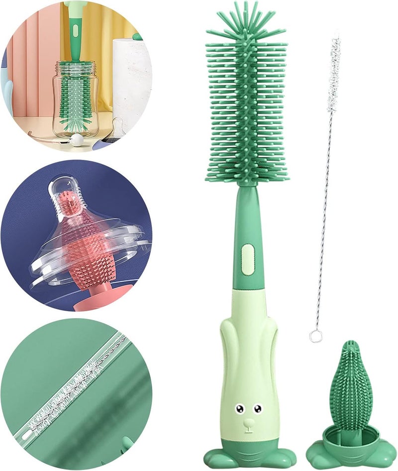 comfrt 3-in-1 Baby Bottle Brush Silicone Rotary Bottle Washing Brush Straw Brush Pacifier Brush Set Water Cup Cleaning Brush - Image 5