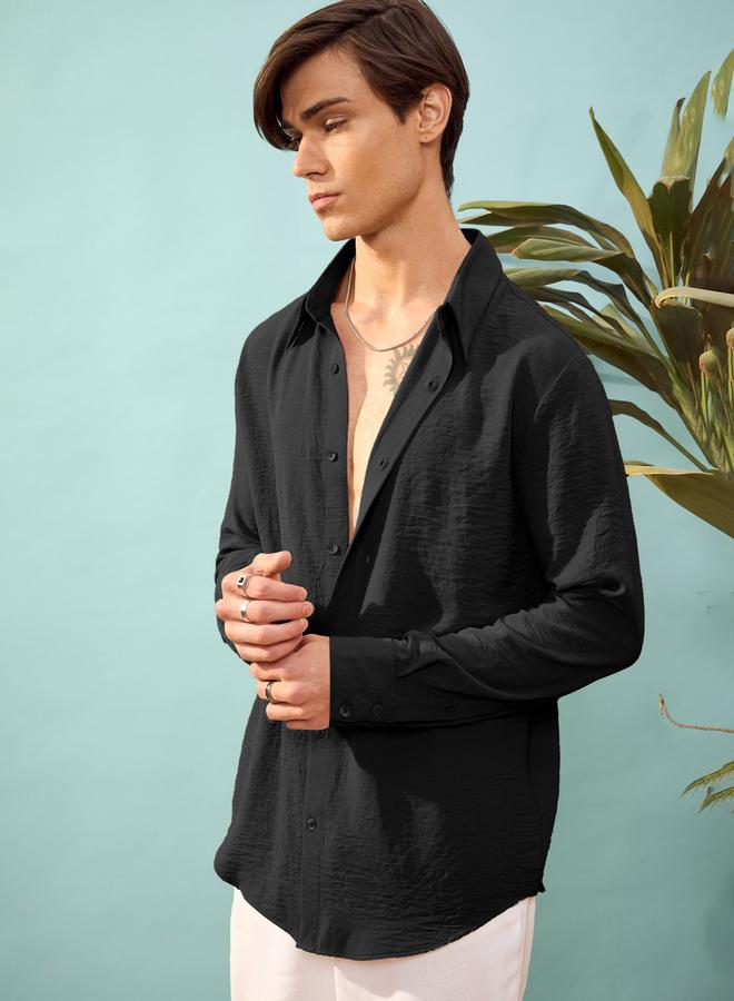 Mascln Sassafras Textured Relaxed Fit Shirt by Styli - Image 3
